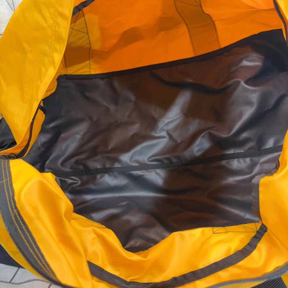 L.L. Bean Duffle Bag Large Yellow Black Floral Strap Travel Luggage Carry On